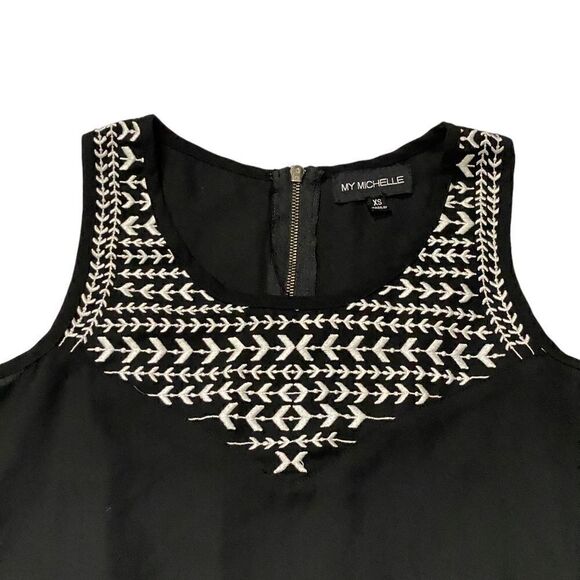 My Michelle Black and White Embroidered Tank Top - Picture 3 of 7